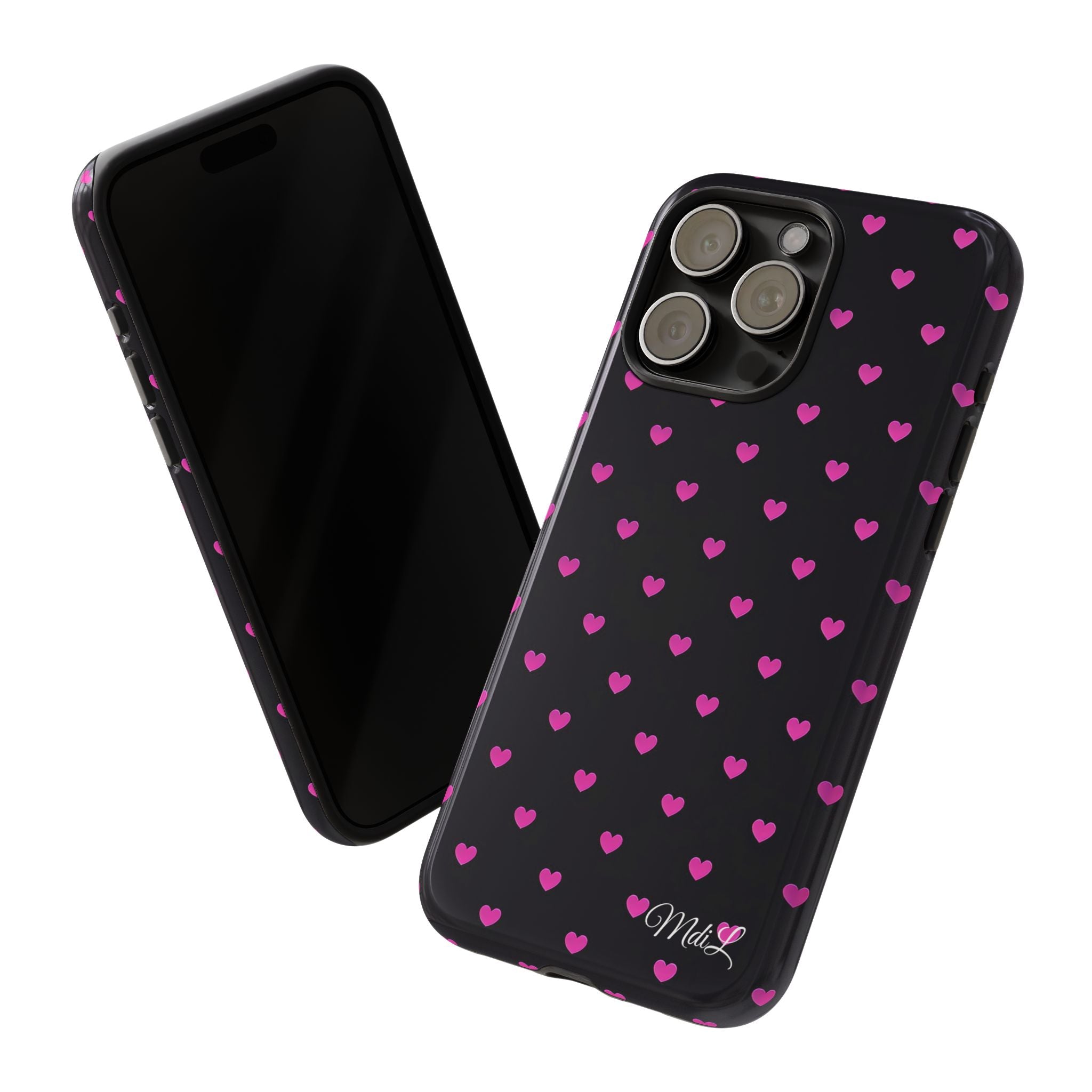 Dotted Hearts | Neon Pink and Black - Mare di Luna