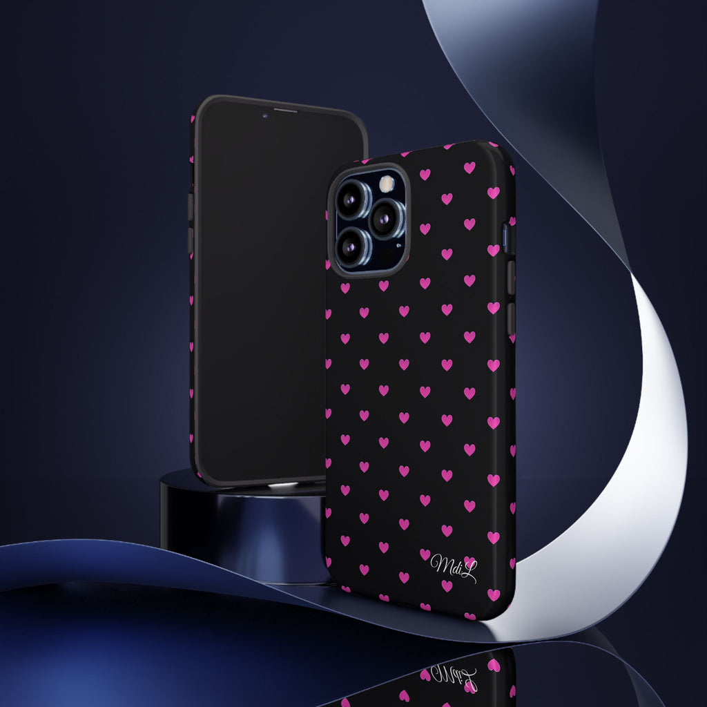 Dotted Hearts | Neon Pink and Black - Mare di Luna