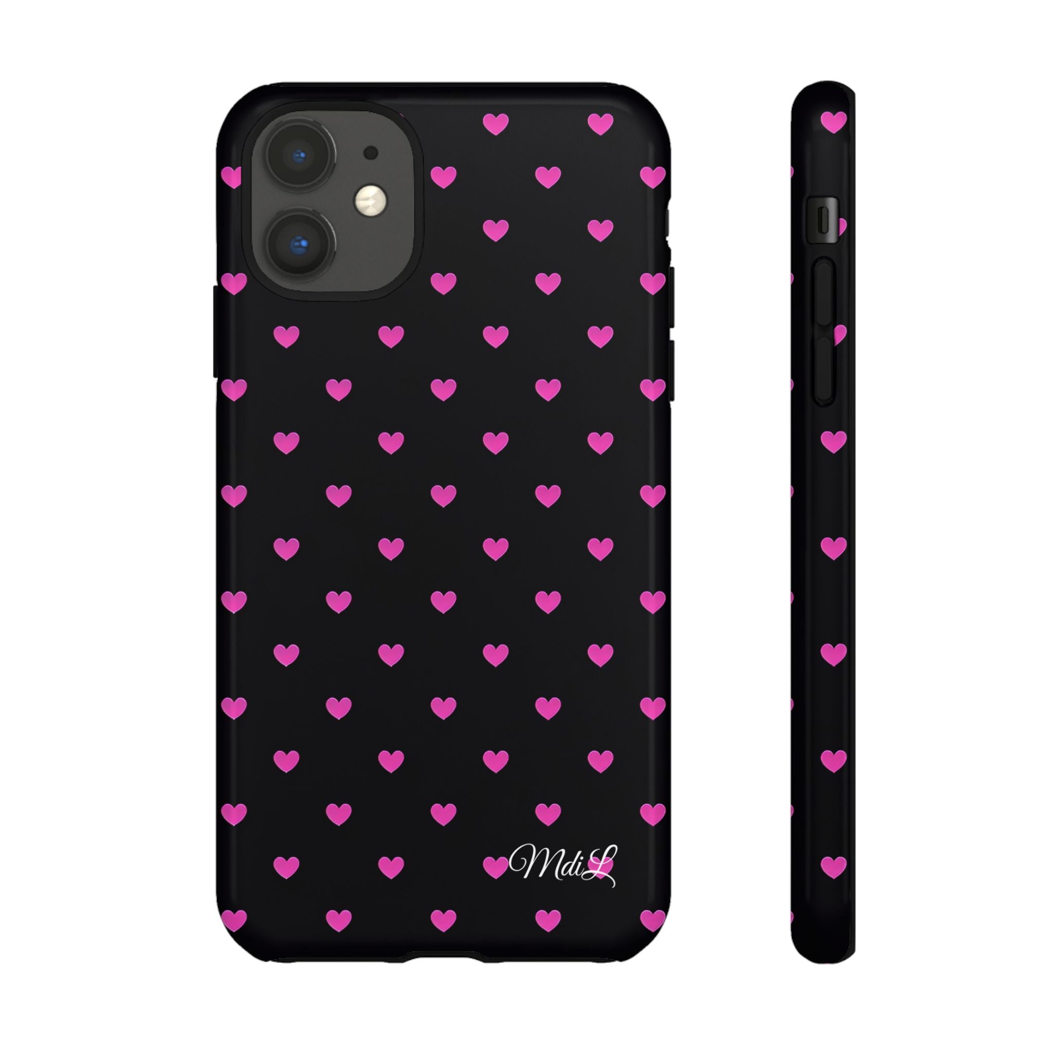 Dotted Hearts | Neon Pink and Black - Mare di Luna