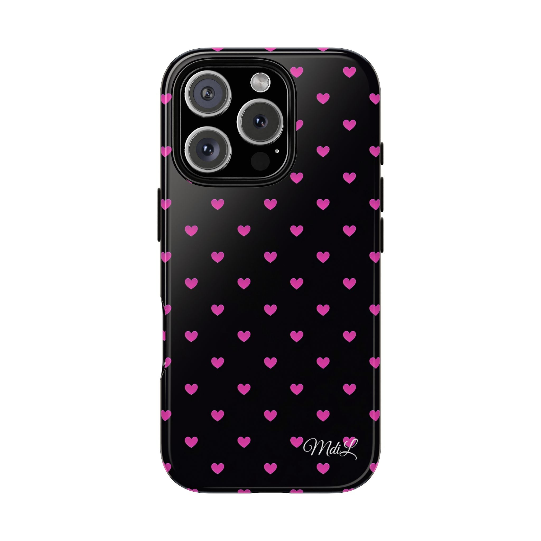 Dotted Hearts | Neon Pink and Black - Mare di Luna