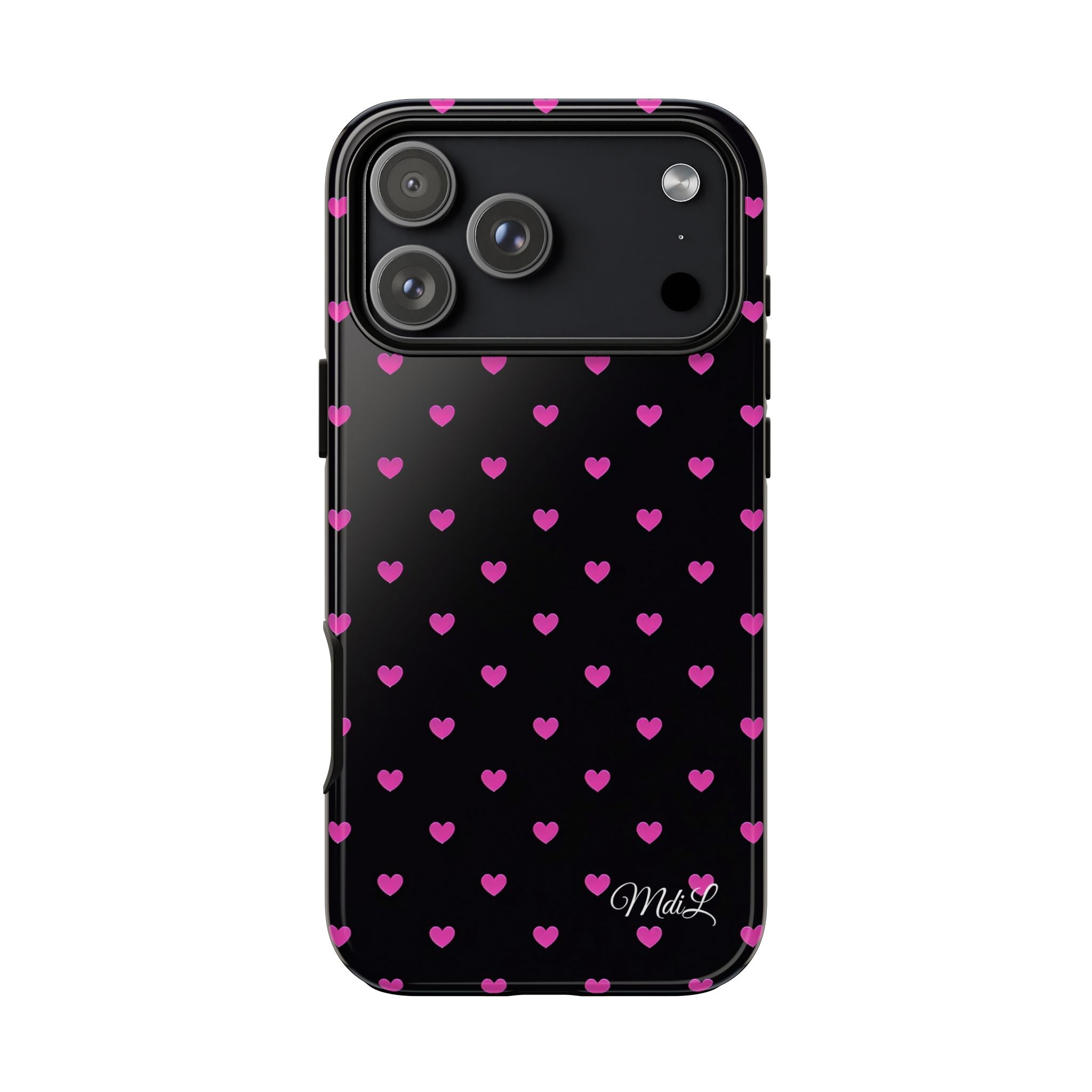 Dotted Hearts | Neon Pink and Black - Mare di Luna
