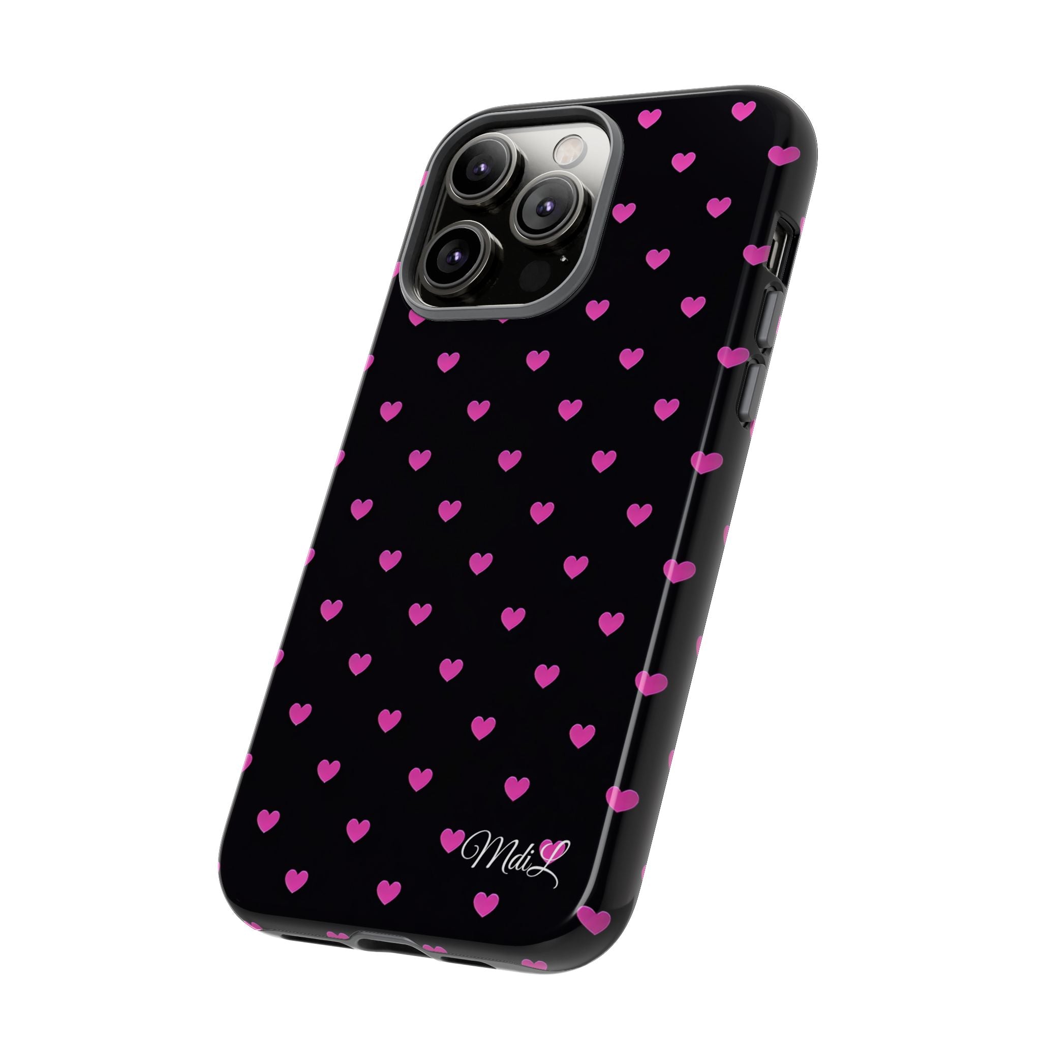 Dotted Hearts | Neon Pink and Black - Mare di Luna
