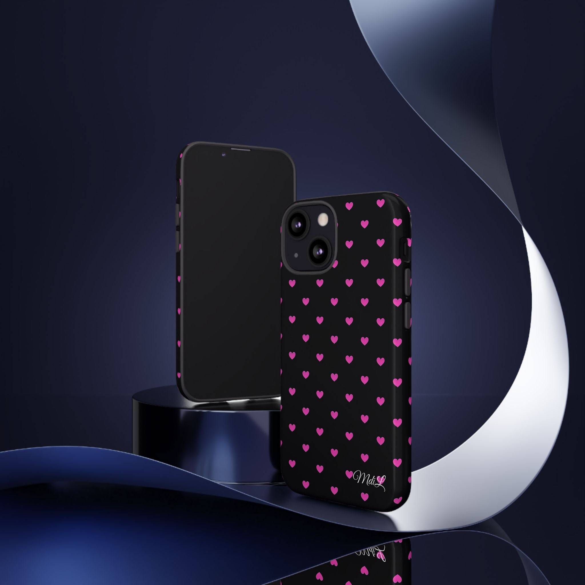 Dotted Hearts | Neon Pink and Black - Mare di Luna